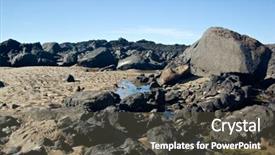  Presentation with rocks - Slides consisting of rocks sand and water pools background and a  colored foreground