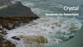  Presentation with stormy sea waves - Presentation design having rocks sea raging wild waves background and a gray colored foreground