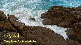  Presentation with stormy sea waves - PPT theme consisting of rocks sea raging wild waves background and a tawny brown colored foreground