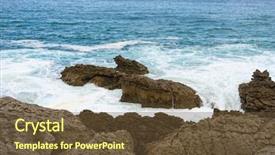  Presentation with waves - Beautiful presentation featuring rocks sea raging wild waves backdrop and a tawny brown colored foreground