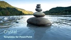  Presentation with harmony - Beautiful PPT layouts featuring rocks stack on the coast of mountain river concept of balance and harmony backdrop and a ocean colored foreground