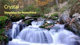  Presentation with stream - Beautiful PPT theme featuring rocks stream - autumn waterfall in the national backdrop and a  colored foreground