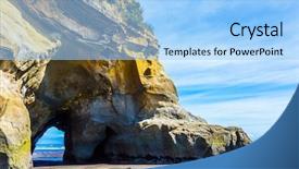  Presentation with new zealand - Beautiful presentation theme featuring rocks to the ocean tide backdrop and a light blue colored foreground