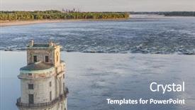  Presentation with water river - Presentation theme enhanced with rocks with historical water intake background and a  colored foreground