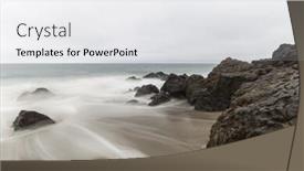  Presentation with rustic purple floral rock water - PPT theme with rocks with motion blur water at pirates cove below point dume in malibu california background and a white colored foreground