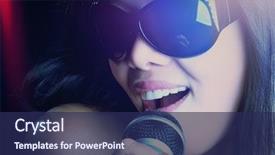  Presentation with tibetan singing bowl - Amazing presentation theme having rockstar - beautiful asian woman singing wearing backdrop and a navy blue colored foreground