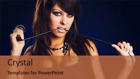  Presentation with rockstar - Colorful PPT theme enhanced with rockstar - beautiful woman singer with microphone backdrop and a red colored foreground