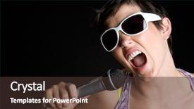  Presentation with microphone - PPT layouts enhanced with rockstar - girl singing into microphone background and a tawny brown colored foreground
