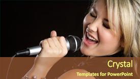  Presentation with rockstar - Presentation theme having rockstar - karaoke girl singing background and a tawny brown colored foreground