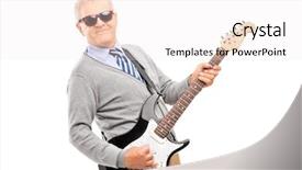  Presentation with rockstar - PPT layouts enhanced with rockstar - smiling mature man playing guitar background and a sky blue colored foreground
