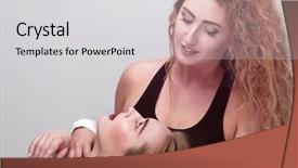  Presentation with smiling little girl - Slides enhanced with rockstar - two young girl friends smiling background and a  colored foreground