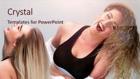  Presentation with friends - Beautiful PPT layouts featuring rockstar - two young girl friends smiling backdrop and a  colored foreground