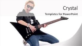  Presentation with rockstar - Audience pleasing PPT layouts consisting of rockstar playing a electric guitar backdrop and a white colored foreground