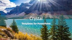  Presentation with green lake - Theme enhanced with rocky - banff national park background and a teal colored foreground