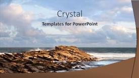  Presentation with dawn - Beautiful PPT theme featuring rocky bay at dawn shot at la barbe at saint-jean-de-luz in basque country france backdrop and a light blue colored foreground