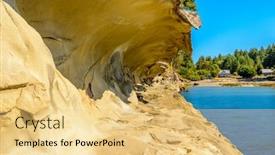  Presentation with scenic - Amazing PPT layouts having rocky-beach-and-ocean-scenic backdrop and a yellow colored foreground