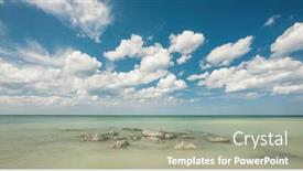  Presentation with girl running on the beach clouds - Slide set enhanced with rocky beach and the clouds background and a gray colored foreground