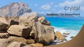  Presentation with foam - Beautiful PPT theme featuring rocky beach sunlit sea foam backdrop and a light blue colored foreground