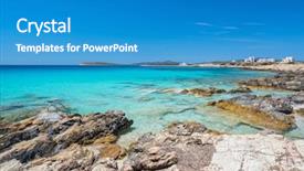  Presentation with tranquil - Colorful PPT theme enhanced with rocky beach with amazing tranquil backdrop and a  colored foreground