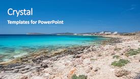  Presentation with rustic purple floral rock water - Audience pleasing presentation theme consisting of rocky beach with amazing tranquil backdrop and a teal colored foreground