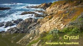  Presentation with rocky ocean coast - Amazing PPT theme having rocky big sur pacific coast cliff hillside ocean view travel tourist destination california backdrop and a tawny brown colored foreground