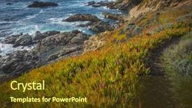  Presentation with rocky ocean coast - Cool new presentation theme with rocky big sur pacific coast cliff hillside ocean view travel tourist destination california backdrop and a tawny brown colored foreground