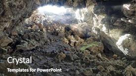  Presentation with cave - Presentation theme enhanced with rocky caves - cave ice grotta del gelo background and a dark gray colored foreground