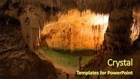  Presentation with cave - Colorful slide deck enhanced with rocky caves - famous cave cuevas del drach backdrop and a tawny brown colored foreground