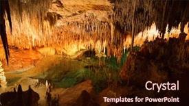  Presentation with cave - Audience pleasing slide deck consisting of rocky caves - famous cave cuevas del drach backdrop and a wine colored foreground