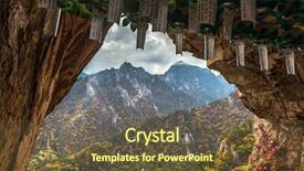  Presentation with ritual - Colorful slides enhanced with rocky caves - lungta ritual wish flags backdrop and a tawny brown colored foreground