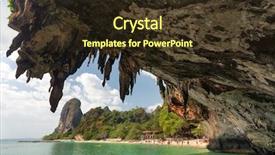  Presentation with tropical - Audience pleasing PPT layouts consisting of rocky caves - tropical phra nang beach landscape backdrop and a tawny brown colored foreground