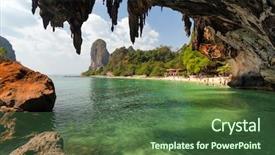  Presentation with krabi - PPT layouts enhanced with rocky caves - tropical phra nang beach landscape background and a ocean colored foreground