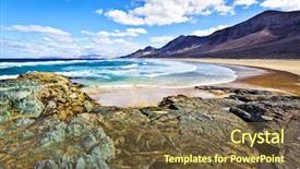  Presentation with rocky - Amazing theme having rocky coast near cofete fuerteventura backdrop and a tawny brown colored foreground