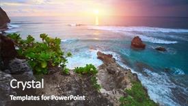  Presentation with rocky ocean coast - Presentation design having rocky coast of indian ocean background and a dark gray colored foreground