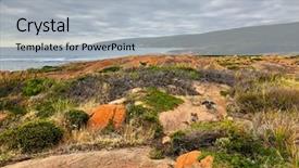  Presentation with history of western music - Audience pleasing presentation theme consisting of rocky coastal area at cape backdrop and a light gray colored foreground