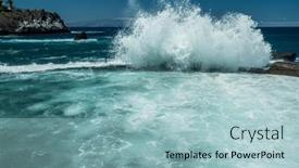  Presentation with rocky - PPT theme featuring rocky-coastline-and-big-wave background and a light blue colored foreground
