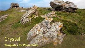  Presentation with rocky - Cool new presentation theme with rocky-coastline-and-meadow backdrop and a tawny brown colored foreground