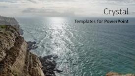  Presentation with beautiful nature - Theme featuring rocky-coastline-ocean-and-sunlight background and a light gray colored foreground