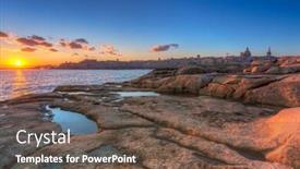  Presentation with malta - PPT theme consisting of rocky-coastline-of-malta background and a tawny brown colored foreground
