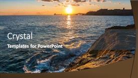  Presentation with animadet in sea - Theme enhanced with rocky-coastline-of-malta background and a ocean colored foreground