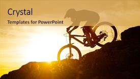  Presentation with mountain bike - Slide deck consisting of rocky hill at sunset background and a yellow colored foreground