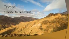  Presentation with hill road - PPT layouts with rocky-hill-landscape-with-winding background and a light blue colored foreground