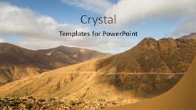  Presentation with hill road - Presentation design consisting of rocky-hill-landscape-with-winding background and a light blue colored foreground