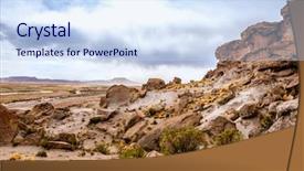  Presentation with hill - Colorful slide deck enhanced with rocky hill spacious bolivian landscape backdrop and a  colored foreground