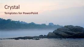  Presentation with rocky ocean coast - PPT theme consisting of rocky misty coast of atlantic background and a cream colored foreground