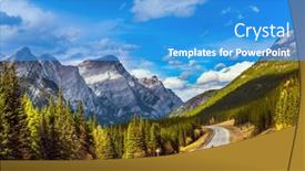  Presentation with asphalt - Theme featuring rocky-mountain-asphalt-highway-lush background and a teal colored foreground