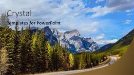  Presentation with rocky - Presentation design consisting of rocky-mountain-asphalt-highway background and a light blue colored foreground