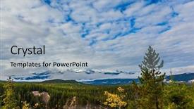  Presentation with rocky mountains - PPT theme with rocky mountains canada coniferous forest and cloudy sky the morning fog beautifully rises to the sky the concept of ecological and photo tourism background and a light blue colored foreground