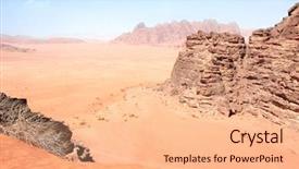  Presentation with rocky mountains - Colorful presentation design enhanced with rocky mountains in wadi rum backdrop and a coral colored foreground