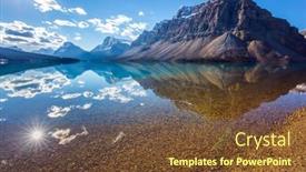  Presentation with rocky mountains - Cool new theme with rocky-mountains-lake-bow-glacial backdrop and a tawny brown colored foreground